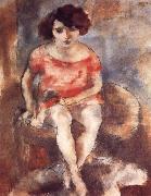 Jules Pascin The woman wearing the red garment France oil painting artist